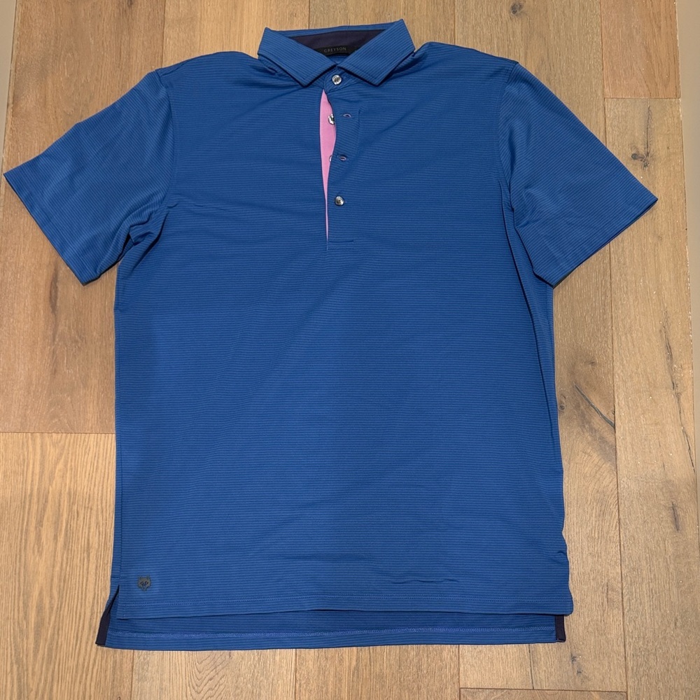 Greyson Classic Blue Polo Shirt with Pink Detail